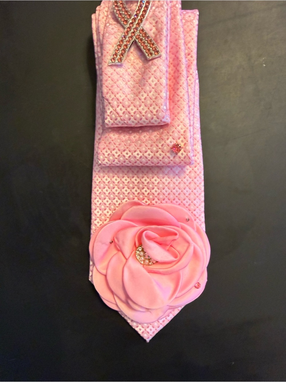 Nuturing Hope - pink Breast Cancer Awareness Necktie Necklace - Picture 6 of 6